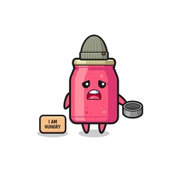 Obraz na płótnie Canvas cute strawberry jam beggar cartoon character