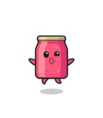 strawberry jam character is jumping gesture