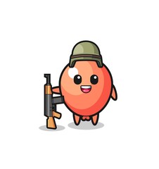 cute balloon mascot as a soldier