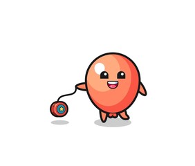 cartoon of cute balloon playing a yoyo