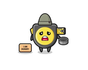 cute tape measure beggar cartoon character