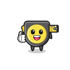 tape measure mascot doing thumbs up gesture