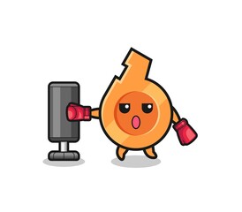 whistle boxer cartoon doing training with punching bag