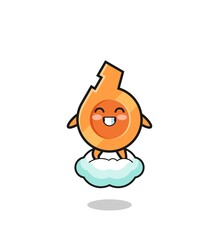 cute whistle illustration riding a floating cloud