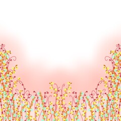 ボタニカル背景　ピンク系