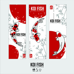 KOI FISH ILLUSTRATION WITH A GRAY BACKGROUND
