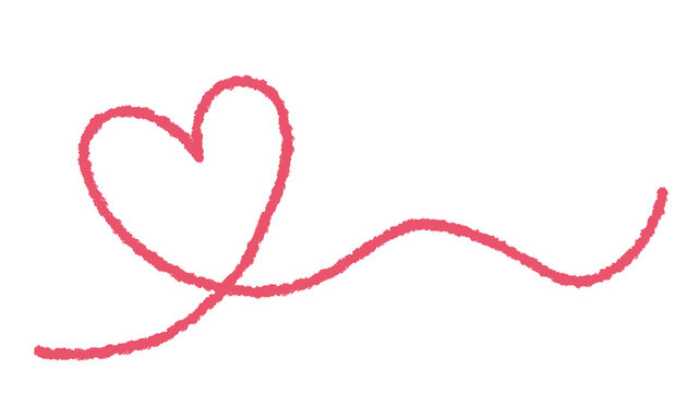 Doodle pink heart drawn with crayons, Vector hand drawn line illustration