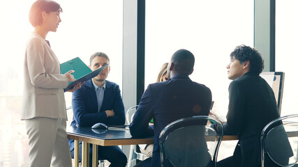 Group of multi racial people meeting in the office. Global business.