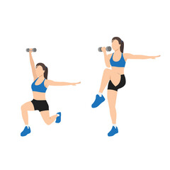 Fototapeta na wymiar Woman doing Core control rear lunge exercise. Flat vector illustration isolated on white background