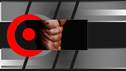 Banner templates with muscular man, muscular torso, six pack abs muscle. Templates for web site, flyer or header cover. Gym instructor, fitness trainer. Mock up poster. Fit, fitness brochure design.