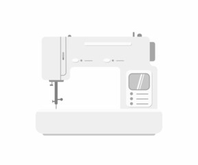 Sewing machine grey isolated on white background. Cartoon flat style