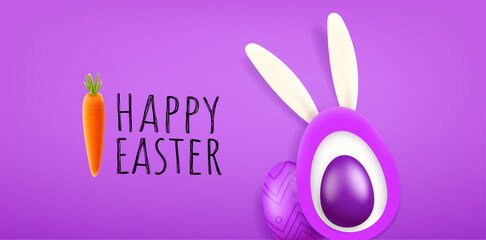 Happy Easter horizontal vector card with inscription