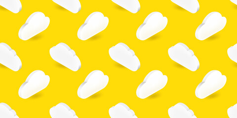 Vector seamless pattern with clouds. 3d illustration