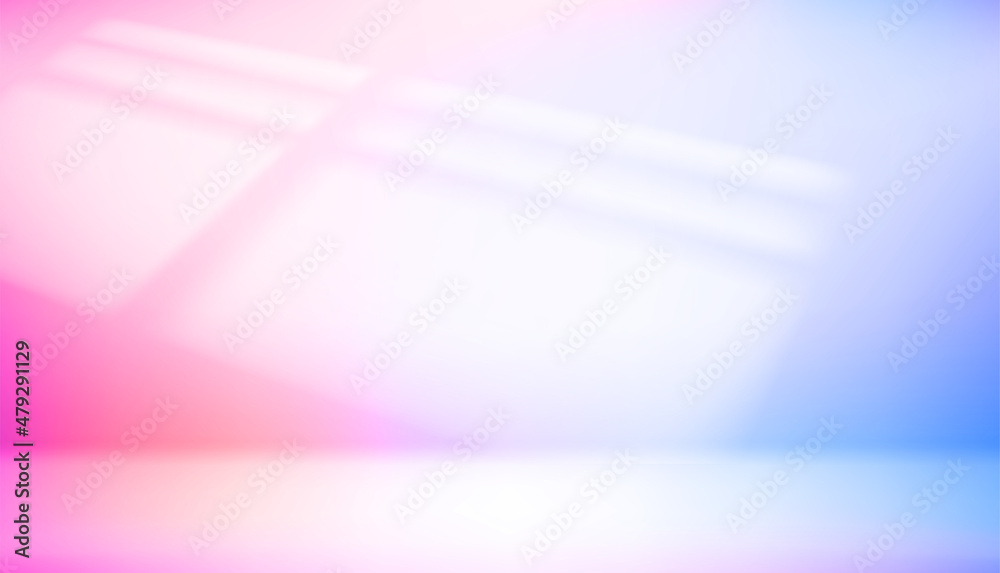 Poster empty studio with neon glow with light of the window. vector 3d illustration