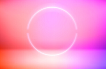 Neon glowing circle elements on vivid background