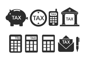 Banking, crypto, tax and finance icons set.