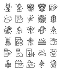 chinese new year simple line icon