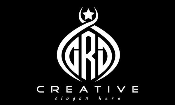 DRD three letters monogram curved oval initial logo design, geometric minimalist modern business shape creative logo, vector template