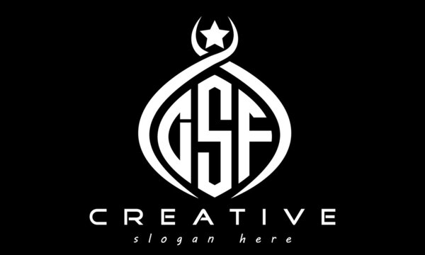 DSF three letters monogram curved oval initial logo design, geometric minimalist modern business shape creative logo, vector template