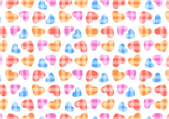 背景　チェックハート　カラフル