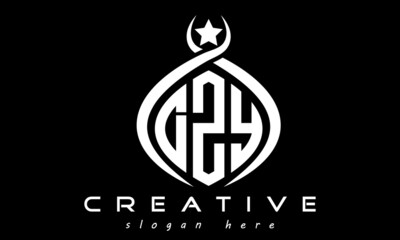 DZY three letters monogram curved oval initial logo design, geometric minimalist modern business shape creative logo, vector template