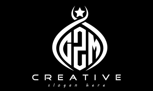 DZM three letters monogram curved oval initial logo design, geometric minimalist modern business shape creative logo, vector template