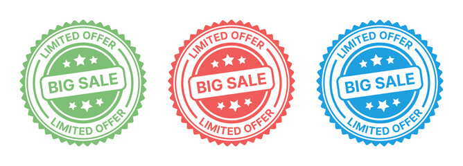 Big Sale red grunge stamp isolated. Limited offer with big sale label