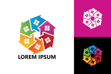 House hexagram logo template design vector