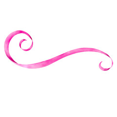 Watercolor of pink ribbon with clipping path. Can be used for greeting cards, holidays, gifts