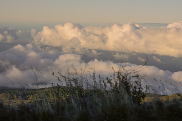 Panoramic top view from Haleakala volcano in Maui, Hawai
