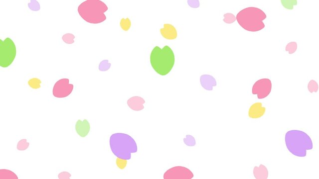 くるくる舞い落ちるカラフルな花びら