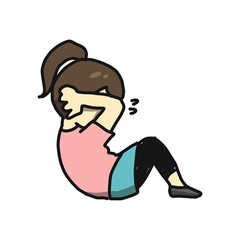 体力づくり・ダイエットの為、腹筋をする女性のイラスト。