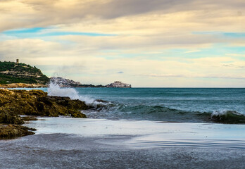 Peniscola from the Sierra de Irta Natural Park in the Spanish Mediterranean