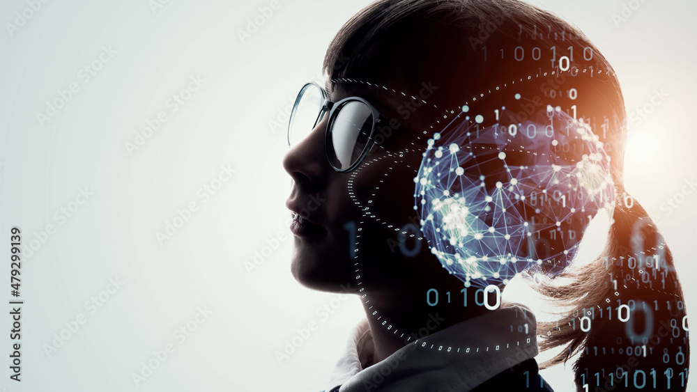 Poster education technology concept. edtech. ai (artificial intelligence). digital transformation.