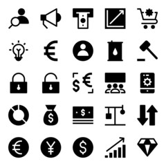 Glyph icons for market and economics.
