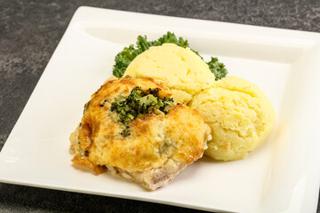Roasted pangasius fillet with mashed potato