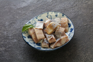 Sliced herring fillet in the bowl
