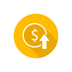 Dollar cost increase flat icon with shadow
