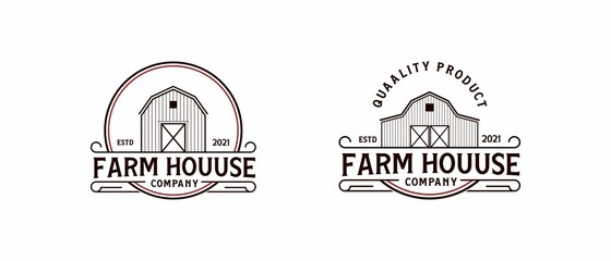 Farmhouse,warehouse / barn vintage logo design. Countryside hand drawn logo © heri