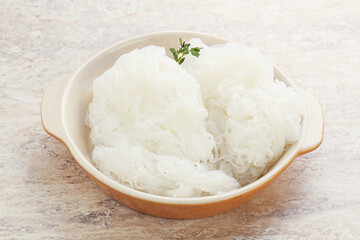 Glass asian noodles in the bowl