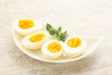 Boiled chicken egg for breakfast