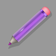Realistic Isolated Bright Violet Pencil.