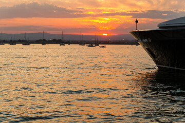 Fototapeta na wymiar Sunset over harbor
