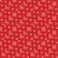 Seamless abstract design of Simple square  monochromatic red tone.Square red boxes are overlapping and repeat pattern.Vector Flat design for fabric,mosaic,tile, wallpaper,backdrops,wrapping paper.