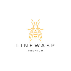 Wasp line art logo icon design template flat