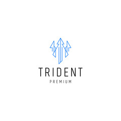 Trident line art logo icon design template