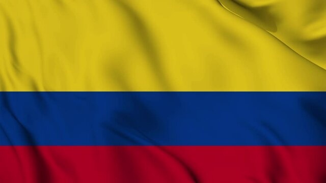 Colombia flag seamless closeup waving animation. Sign of Colombian seamless loop animation. Colombia Flag 4K background. Best stock of flag nation wave. Colombia Flag Waving in the Wind Continuously