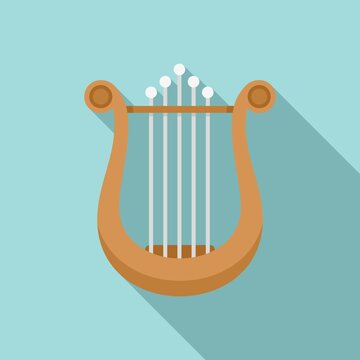 Greek Harp Icon Flat Vector. Lyre Music