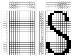 Fototapeta premium Alphabet S Nonogram Pixel Art M_2112001