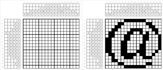 Fototapeta premium At Sign Nonogram Pixel Art M_2112002